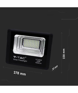 Projektor LED Solarny V-TAC 20W IP65 VT-60W 6000K 1650lm 2 Lata Gwarancji