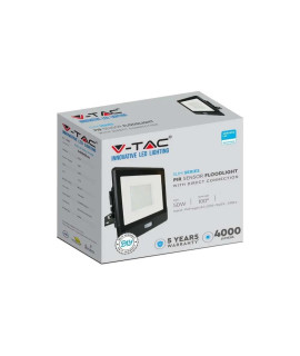 Projektor LED V-TAC 50W SAMSUNG CHIP Czujnik Ruchu Czarny Z MUFĄ VT-158S 4000K 4000lm 5 Lat Gwarancji