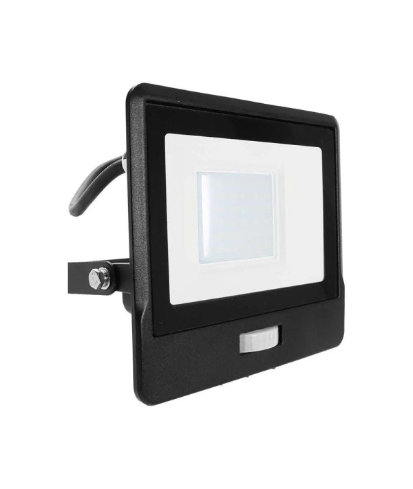 Projektor LED V-TAC 30W SAMSUNG CHIP Czujnik Ruchu Czarny Przewód 1M VT-138S-1 4000K 2340lm 5 Lat Gwarancji