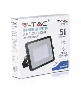 Projektor LED V-TAC 20W SAMSUNG CHIP Czarny VT-20 6400K 1600lm 5 Lat Gwarancji