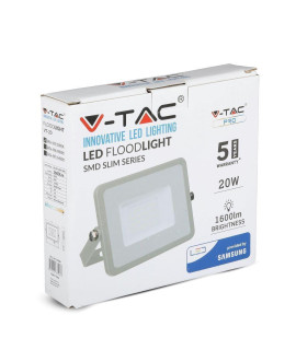 Projektor LED V-TAC 20W SAMSUNG CHIP Szary VT-20 6400K 1600lm 5 Lat Gwarancji
