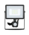Projektor LED V-TAC 20W SAMSUNG CHIP Czujnik Ruchu Funkcja Cut-OFF Czarny VT-20-S 3000K 1600lm 5 Lat Gwarancji