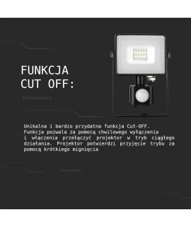 Projektor LED V-TAC 50W SAMSUNG CHIP Czujnik Ruchu Funkcja Cut-OFF Biały VT-50-S 6400K 4000lm 5 Lat Gwarancji