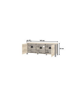 Komoda RTV OLIN OI41 appenzeller fichte / czarny
