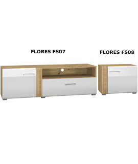 Dostawka RTV FLORES FS08 dąb castello / biały połysk