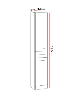 Szafka łazienkowa wysoka SLIM SL1 czarny / dąb artisan laminat