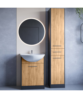Łazienka NEPPA LONG LED czarny / dąb artisan laminat