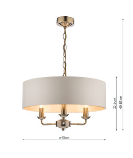 Laura Ashley Sorrento 3 lampa wisząca Antyczny mosiądz z kloszem w kolorze kości słoniowej