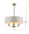 Laura Ashley Sorrento 3 lampa wisząca Antyczny mosiądz z kloszem w kolorze kości słoniowej