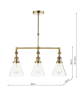 Laura Ashley Isaac 3 lampa wisząca antyczny mosiądz