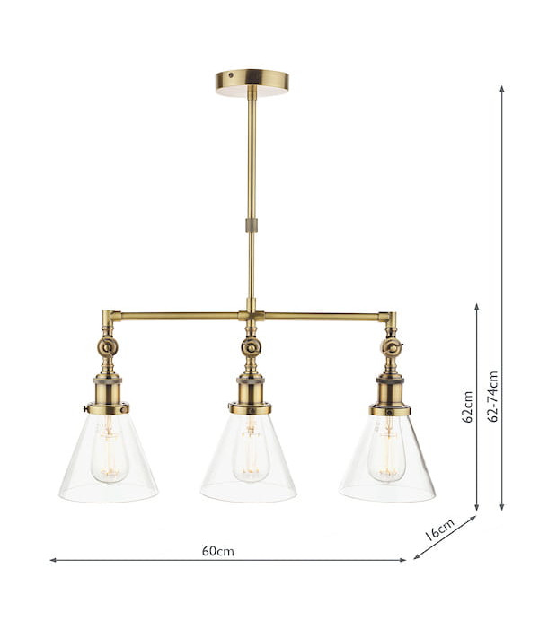 Laura Ashley Isaac 3 lampa wisząca antyczny mosiądz