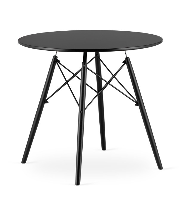Stół TODI Okrągły 80cm - czarny / czarne nogi