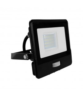 Projektor LED V-TAC 20W SAMSUNG CHIP Czujnik Ruchu Czarny Przewód 1M VT-128S-1 4000K 1510lm 5 Lat Gwarancji