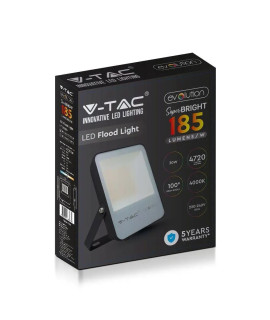 Projektor LED V-TAC 30W G8 Czarny 185Lm/W EVOLUTION VT-30185 4000K 4720lm 5 Lat Gwarancji