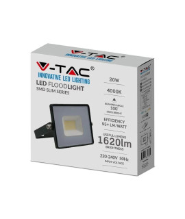 Projektor LED V-TAC 20W SMD E-Series Czarny VT-4021 3000K 1620lm 2 Lata Gwarancji