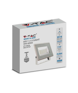 Projektor LED V-TAC 30W SMD F-CLASS Biały VT-4934 4000K 2510lm 2 Lata Gwarancji