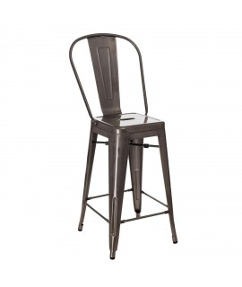 Hoker Paris Back 66cm metaliczny          inspirowany Tolix
