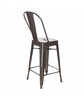 Hoker Paris Back 66cm metaliczny          inspirowany Tolix