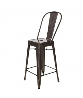 Hoker Paris Back 66cm metaliczny          inspirowany Tolix